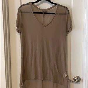 Sheer V-neck T-shirt